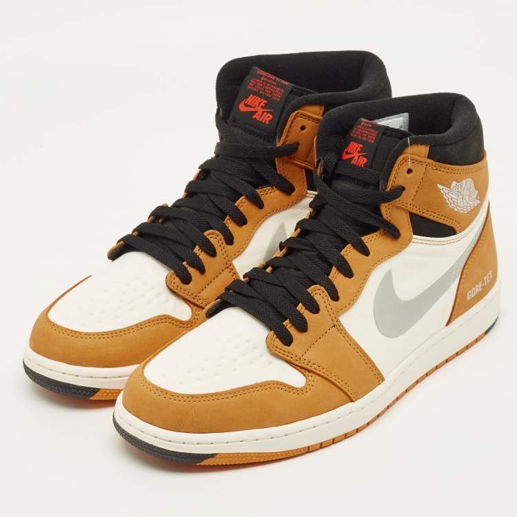 Pre Owned Air Jordans Jordan 1 Retro High Element Gore-Tex Light Curry Size 45.5 Multicolor Fabric and Leather Sneakers