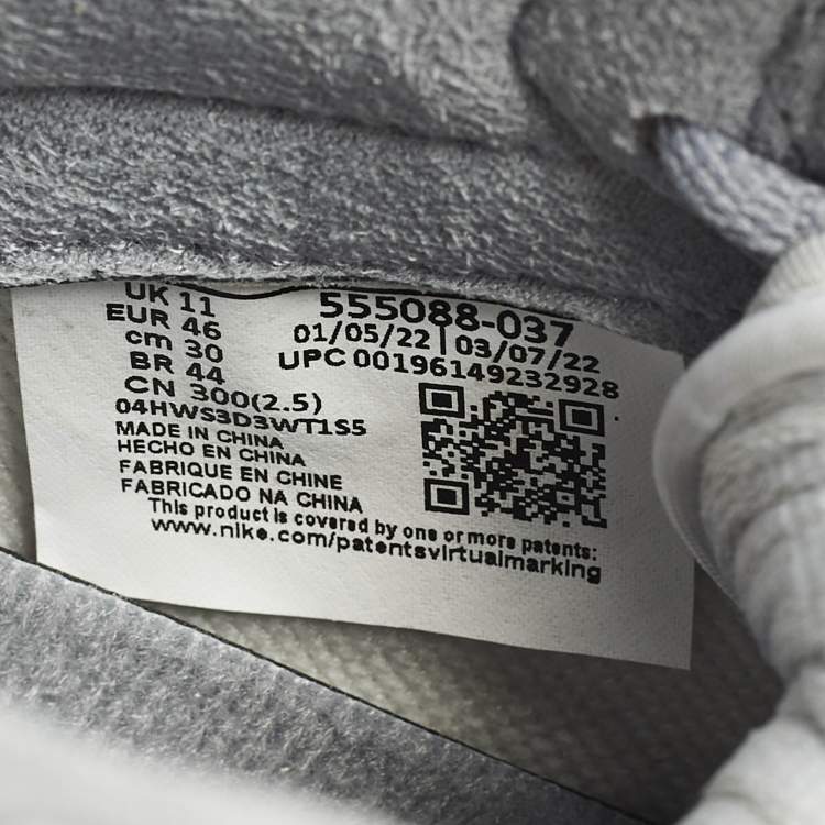 مملوكة مسبقًا Air Jordans Jordan 1 Retro High OG Stealth Size 46 Grey/White Leather High Top Sneakers