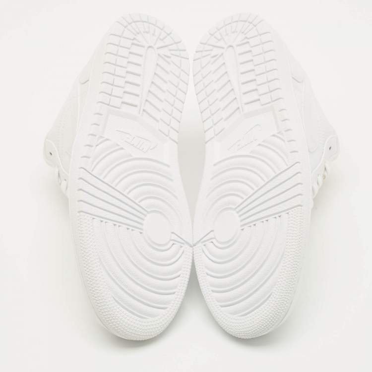 Pre Owned Air Jordans Jordan 1 Triple White Size 45 White Tumbled Leather Low Top Sneakers