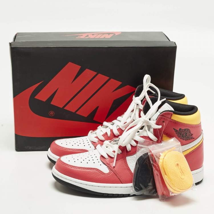 Pre Owned Air Jordans Jordan 1 Retro OG Light Fusion Red Size 42.5 Multicolor Leather High Top Sneakers