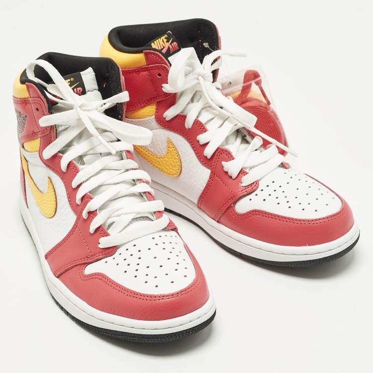 Pre Owned Air Jordans Jordan 1 Retro OG Light Fusion Red Size 42.5 Multicolor Leather High Top Sneakers