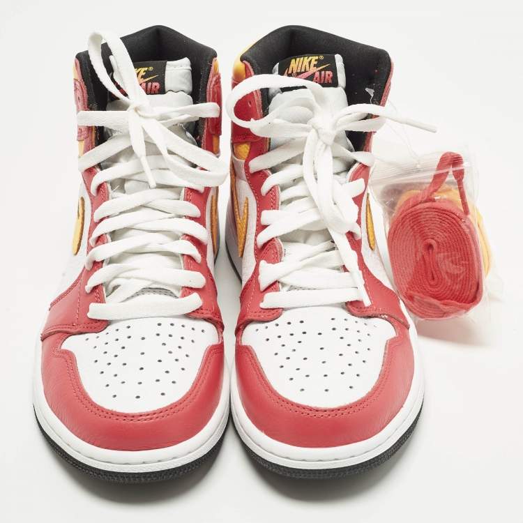 Pre Owned Air Jordans Jordan 1 Retro OG Light Fusion Red Size 42.5 Multicolor Leather High Top Sneakers