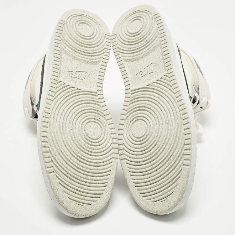 Pre Owned Air Jordans Jordan 1 Retro AJKO White Black Grey Fog Size 46 Multicolor Canvas and Leather High Top Sneakers