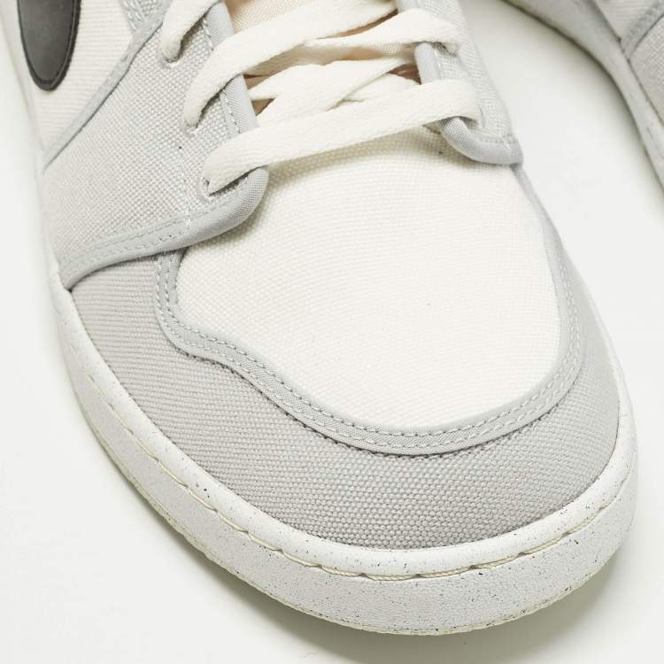 Pre Owned Air Jordans Jordan 1 Retro AJKO White Black Grey Fog Size 46 Multicolor Canvas and Leather High Top Sneakers