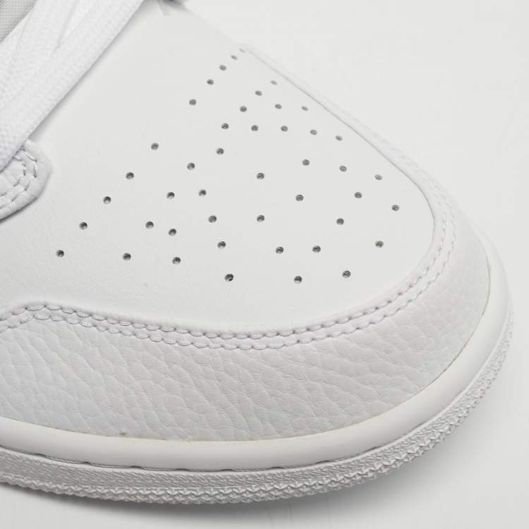 Pre Owned Air Jordans Jordan 1 Triple White Size 45 White Tumbled Leather Low Top Sneakers