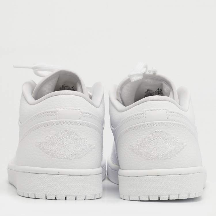 Pre Owned Air Jordans Jordan 1 Triple White Size 45 White Tumbled Leather Low Top Sneakers