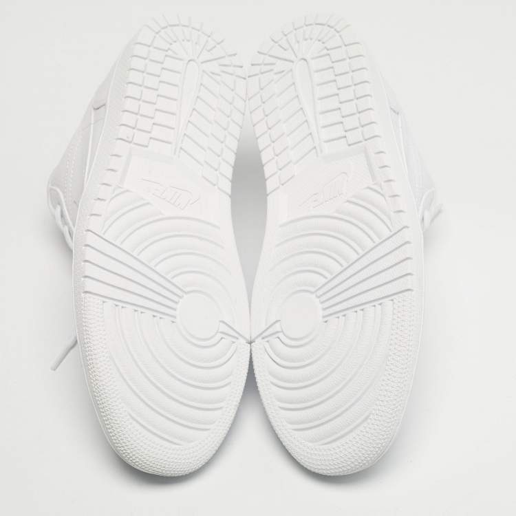 Pre Owned Air Jordans Jordan 1 Triple White Size 45 White Tumbled Leather Low Top Sneakers