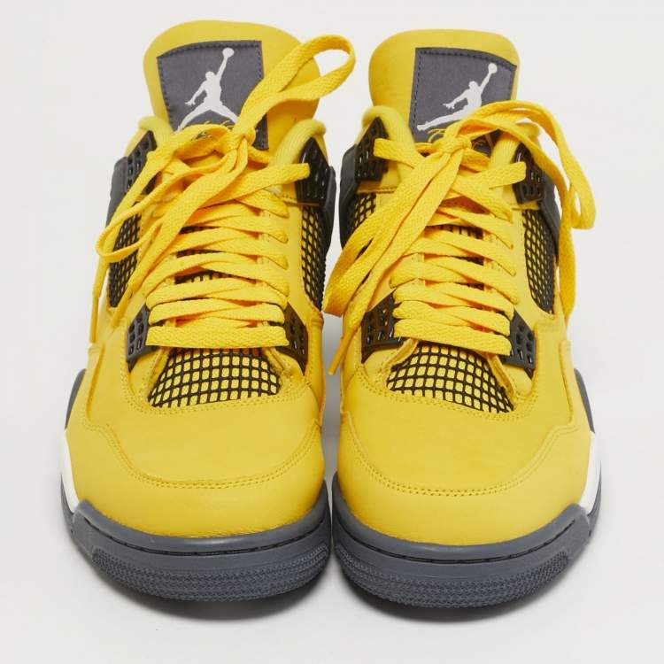 Pre Owned Air Jordans Jordan 4 Retro Lightning Size 45 Yellow Nubuck Leather High Top Sneakers
