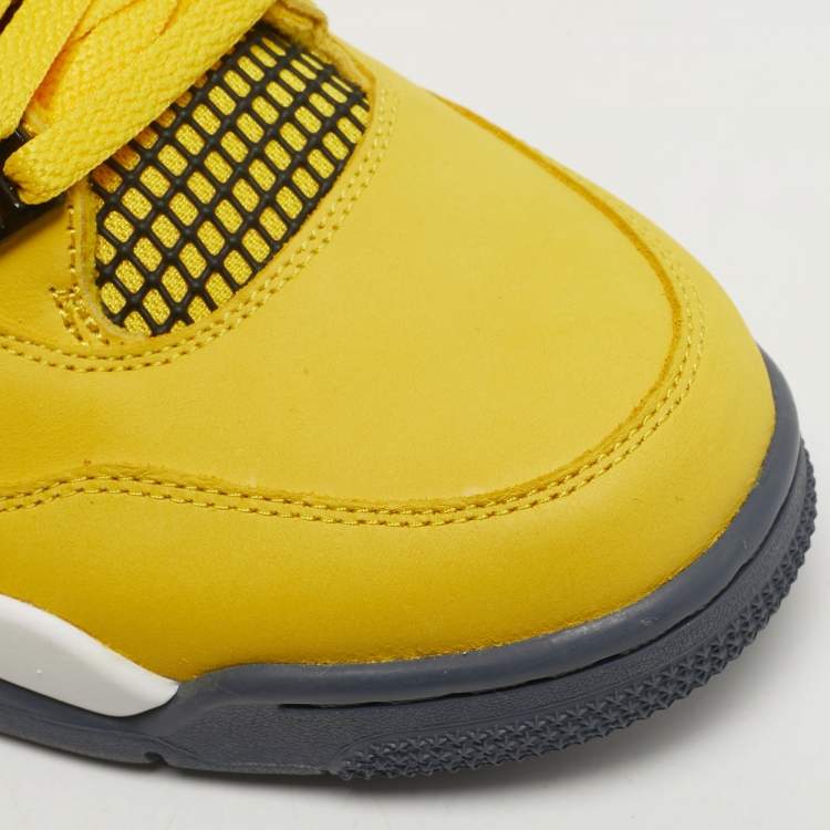 Pre Owned Air Jordans Jordan 4 Retro Lightning Size 45 Yellow Nubuck Leather High Top Sneakers