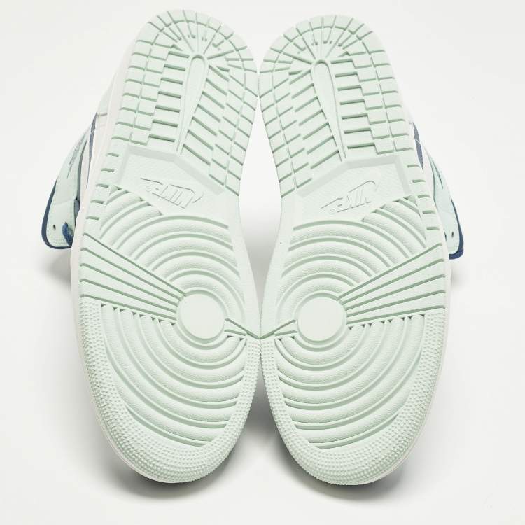 Pre Owned Air Jordans Jordan 1 Mystic Navy Mint Foam Size 45.5 Multicolor Leather Mid Top Sneakers