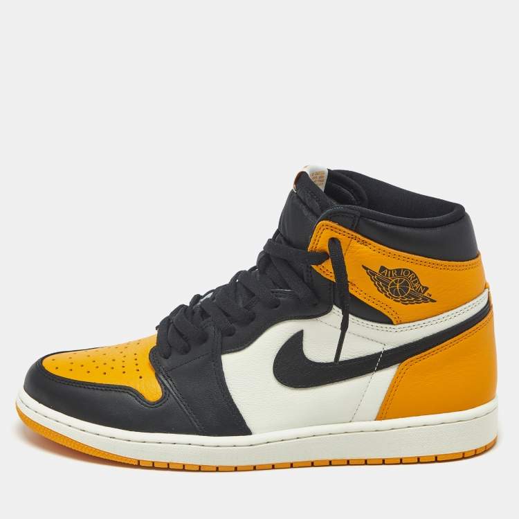 Pre Owned Air Jordans Jordan 1 Retro OG Taxi Size 46 Multicolor Leather High Top Sneakers