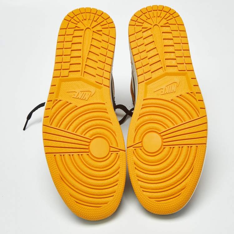 Pre Owned Air Jordans Jordan 1 Retro OG Taxi Size 46 Multicolor Leather High Top Sneakers