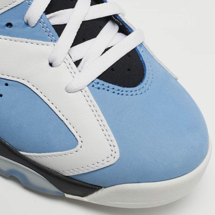 مملوكة مسبقًا Air Jordans Jordan 6 UNC Size 47.5 White/Blue Leather and Suede High Top Sneakers