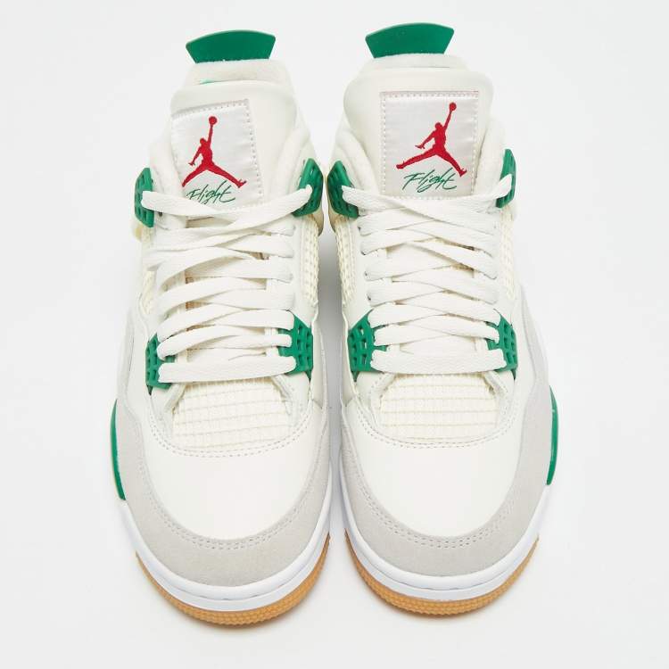 Pre Owned Air Jordans 4 Retro Size 40 Tricolor Leather and Suede High Top Sneakers