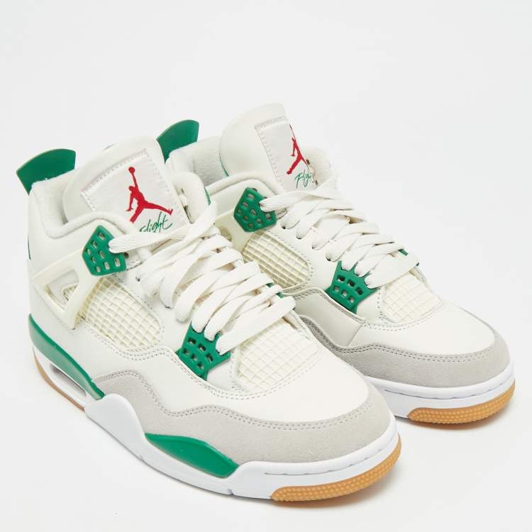 Pre Owned Air Jordans 4 Retro Size 40 Tricolor Leather and Suede High Top Sneakers