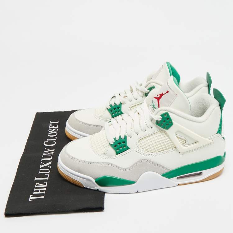 Pre Owned Air Jordans 4 Retro Size 40 Tricolor Leather and Suede High Top Sneakers