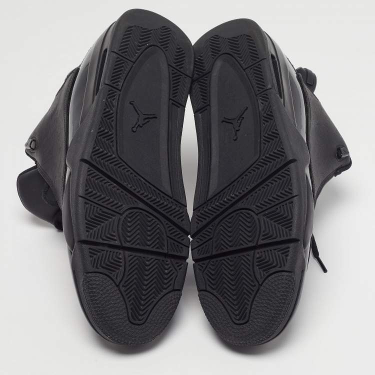 Pre Owned Air Jordans Dub Zero Size 47.5 Black Leather and Patent Lace Up Sneakers