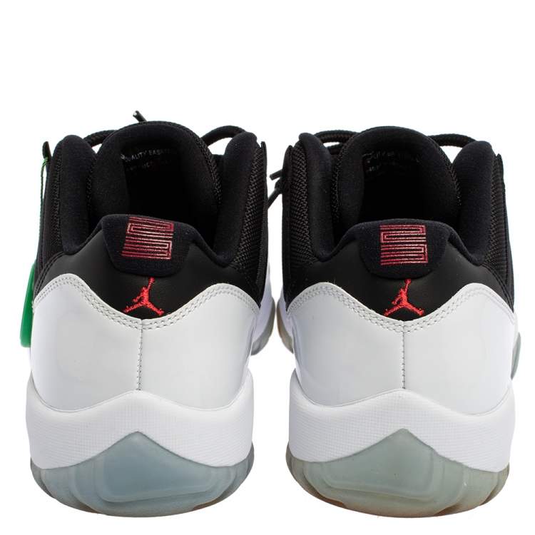 Pre Owned Air Jordan White/Black Patent Leather And Mesh 11 Retro Low Top Sneaker Size 45