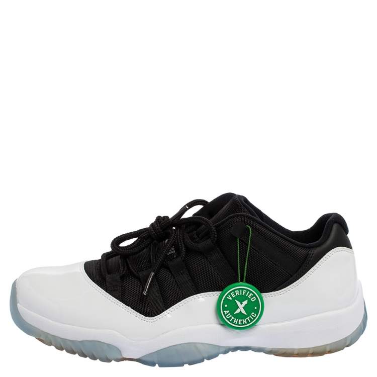 Pre Owned Air Jordan White/Black Patent Leather And Mesh 11 Retro Low Top Sneaker Size 45