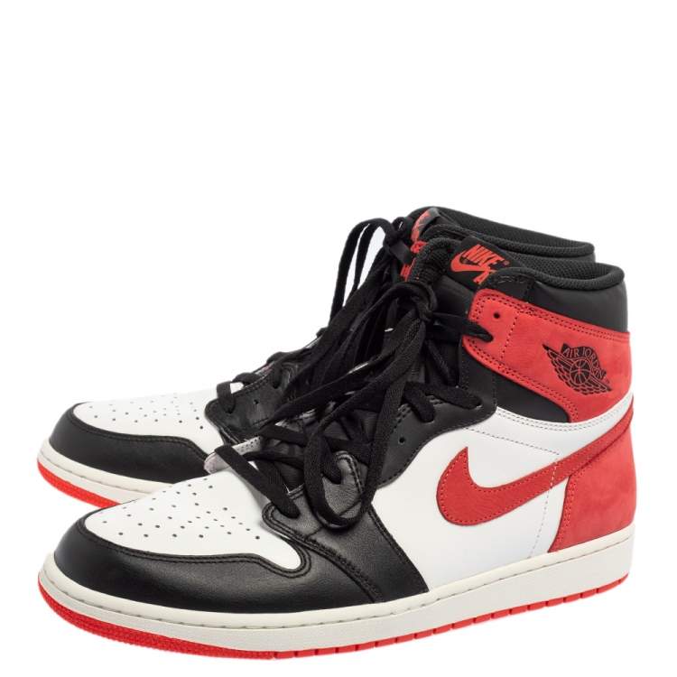 Pre Owned Air Jordan Tricolor Leather Air Jordan 1 Retro High Top Sneakers Size 47.5