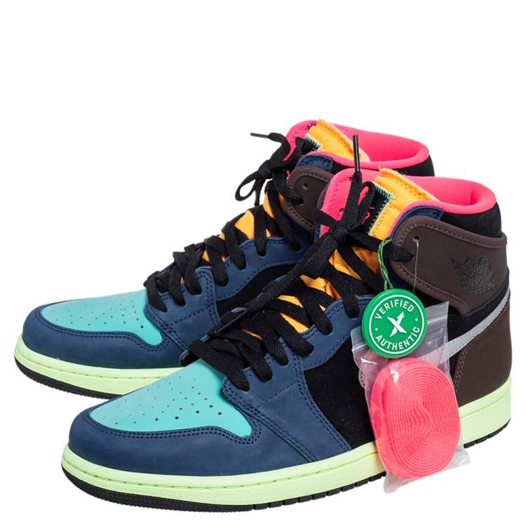 مملوكة مسبقًا Nike Multicolor Leather And Suede Air Jordan 1 Retro High Top Sneakers Size 43