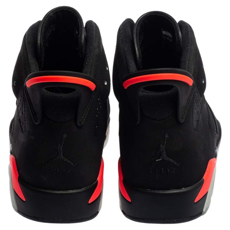 Pre Owned Air Jordan Black/Infrared Nubuck Leather Jordan 6 Retro Sneakers Size 42