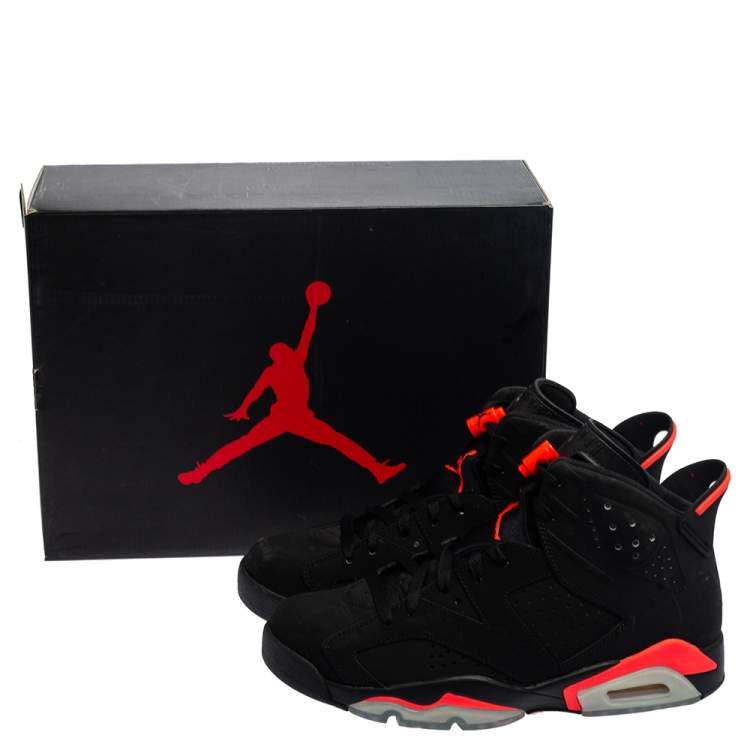 Pre Owned Air Jordan Black/Infrared Nubuck Leather Jordan 6 Retro Sneakers Size 42