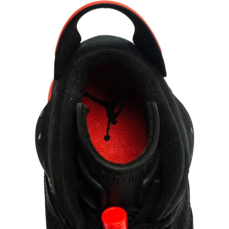 Pre Owned Air Jordan Black/Infrared Nubuck Leather Jordan 6 Retro Sneakers Size 42