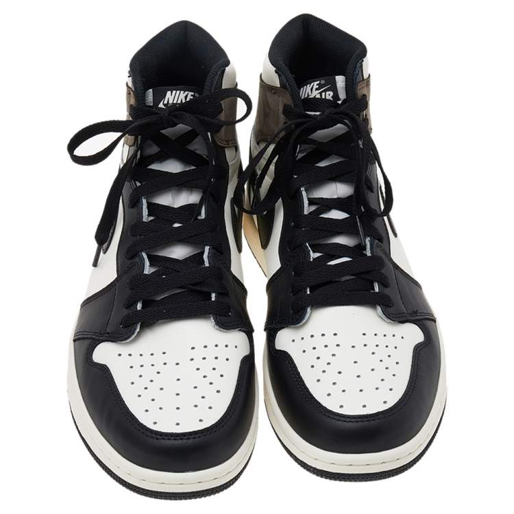 Pre Owned Air Jordan x Nike Tricolor Leather Air Jordan 1 Retro High OG Dark Mocha High Top Sneakers Size 44.5