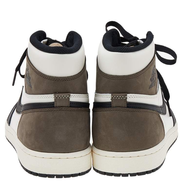 Pre Owned Air Jordan x Nike Tricolor Leather Air Jordan 1 Retro High OG Dark Mocha High Top Sneakers Size 44.5