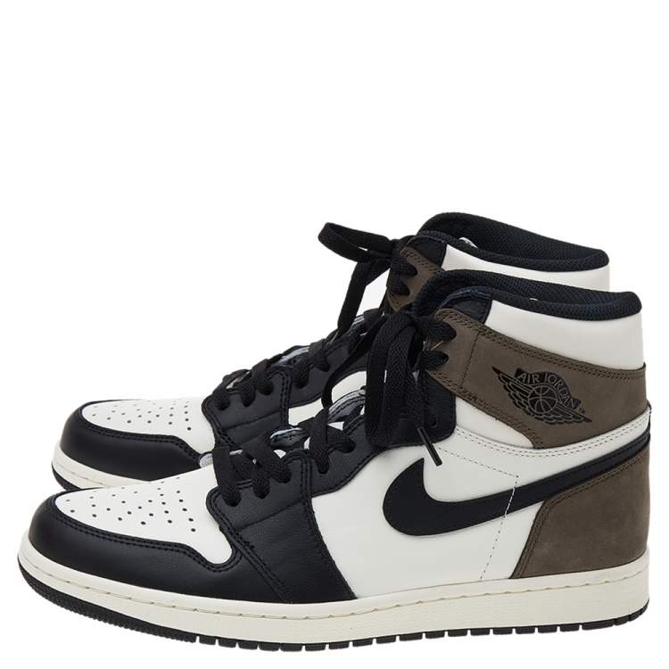 Pre Owned Air Jordan x Nike Tricolor Leather Air Jordan 1 Retro High OG Dark Mocha High Top Sneakers Size 44.5