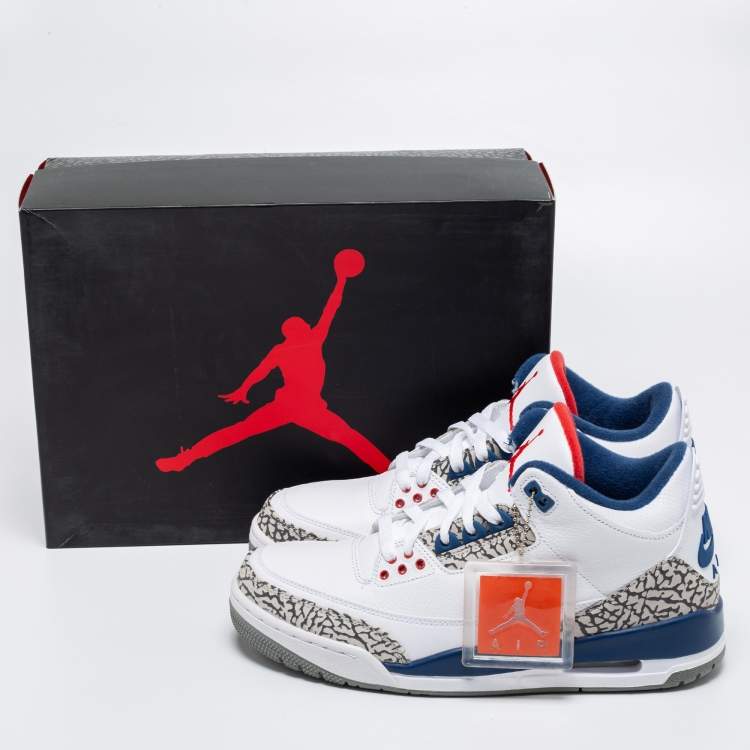 مملوكة مسبقًا Jordan White Leather Air Jordan 3 Retro Hall of Fame Sneakers Size 43