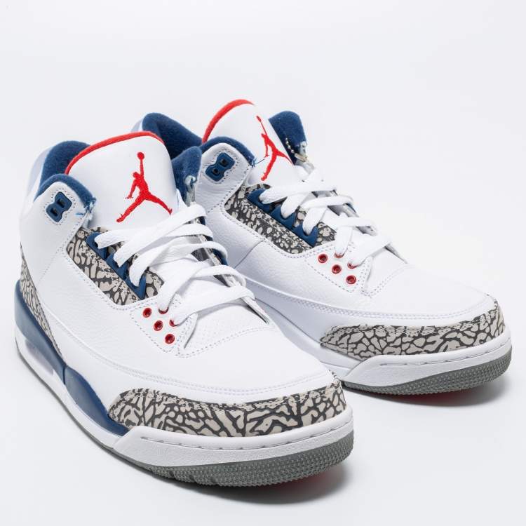 مملوكة مسبقًا Jordan White Leather Air Jordan 3 Retro Hall of Fame Sneakers Size 43