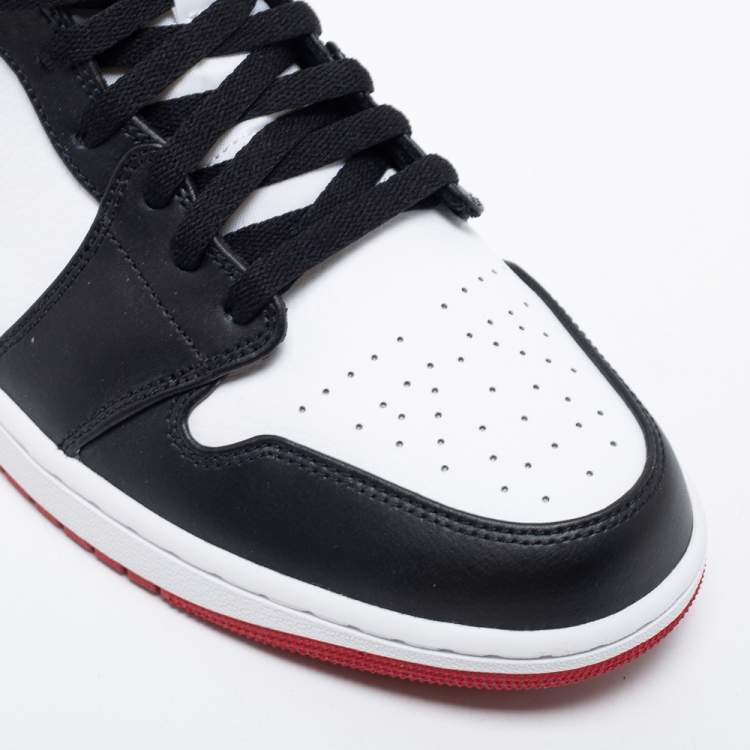 Pre Owned Air Jordan Black/Red Leather Air Jordan 1 Mid Sneakers Size 46 