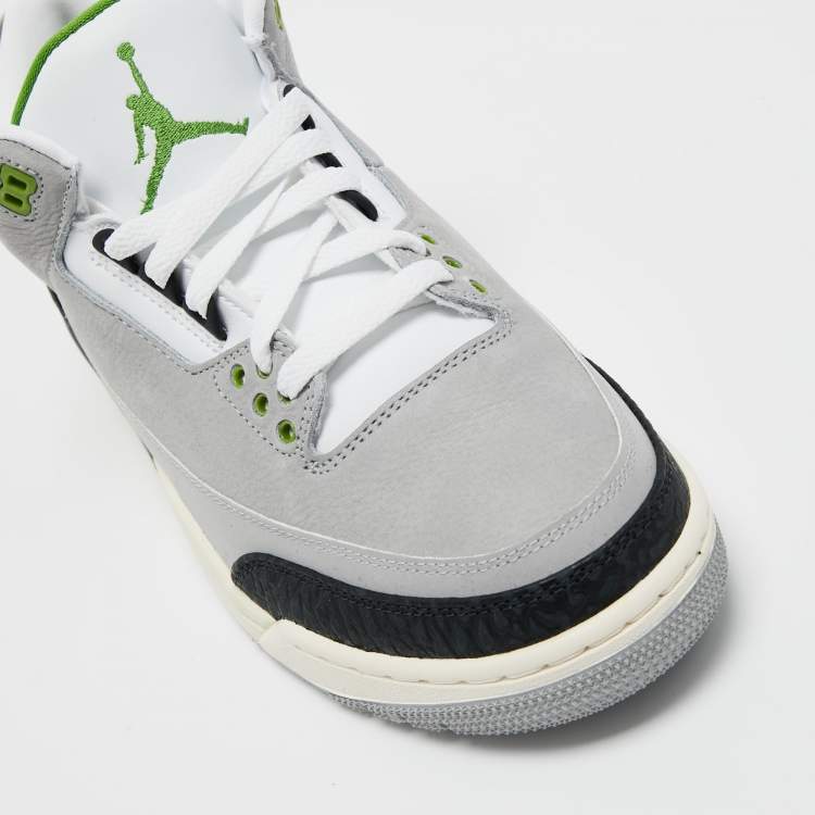 Pre Owned Air Jordan Grey/White Nubuck and Leather Jordan 3 Retro Cool (2021) Sneakers Size 42