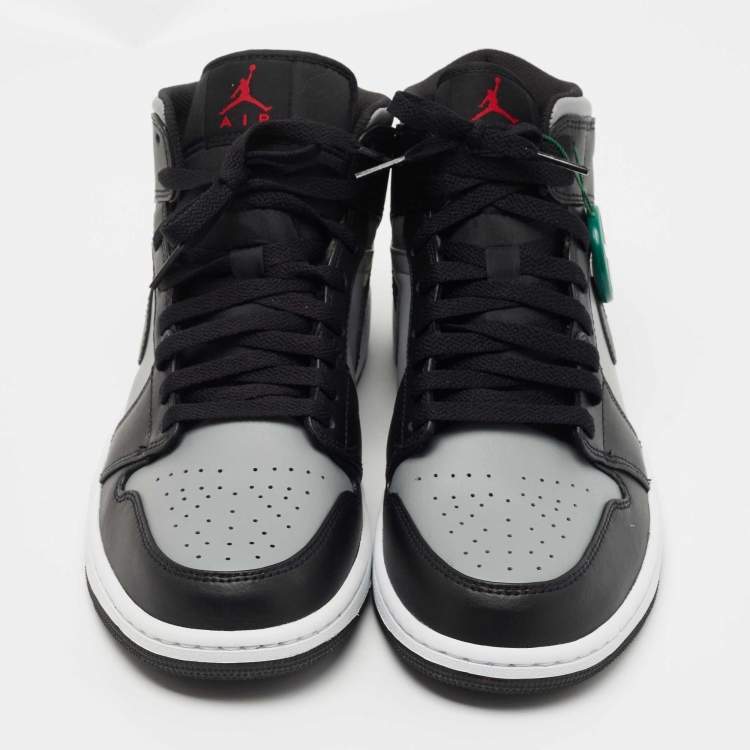 مملوكة مسبقًا Air Jordan 1 Black/Grey Leather Mid Shadow Sneakers Size 43