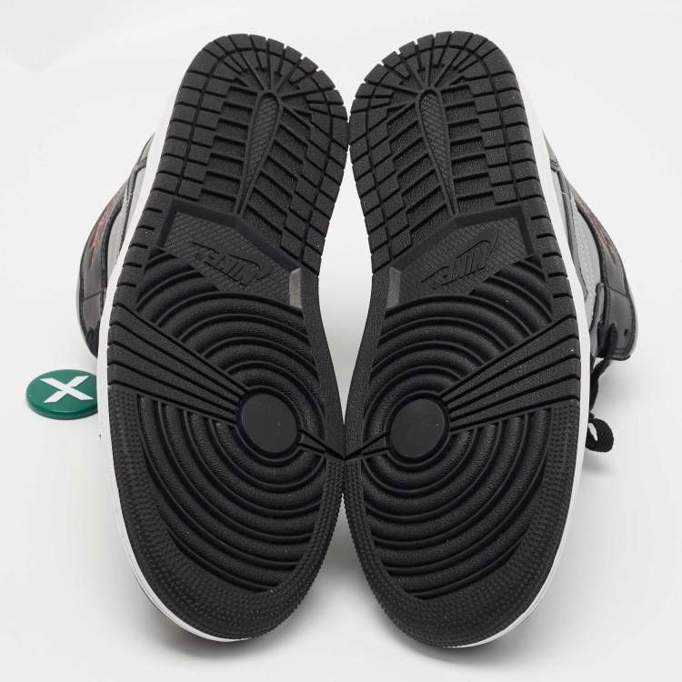 مملوكة مسبقًا Air Jordan 1 Black/Grey Leather Mid Shadow Sneakers Size 43