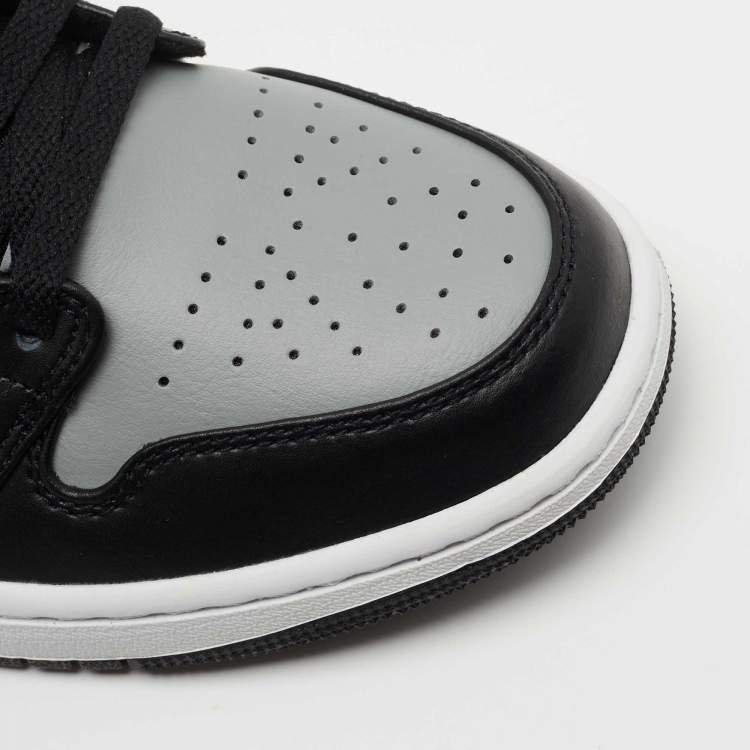 مملوكة مسبقًا Air Jordan 1 Black/Grey Leather Mid Shadow Sneakers Size 43