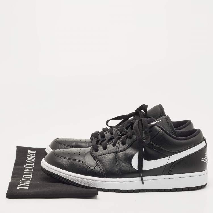Pre Owned Air Jordans Black Leather Air Jordan 1 Low Top Sneakers Size 43