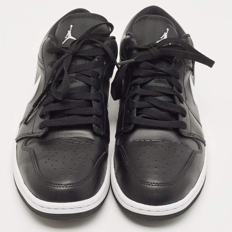 Pre Owned Air Jordans Black Leather Air Jordan 1 Low Top Sneakers Size 43