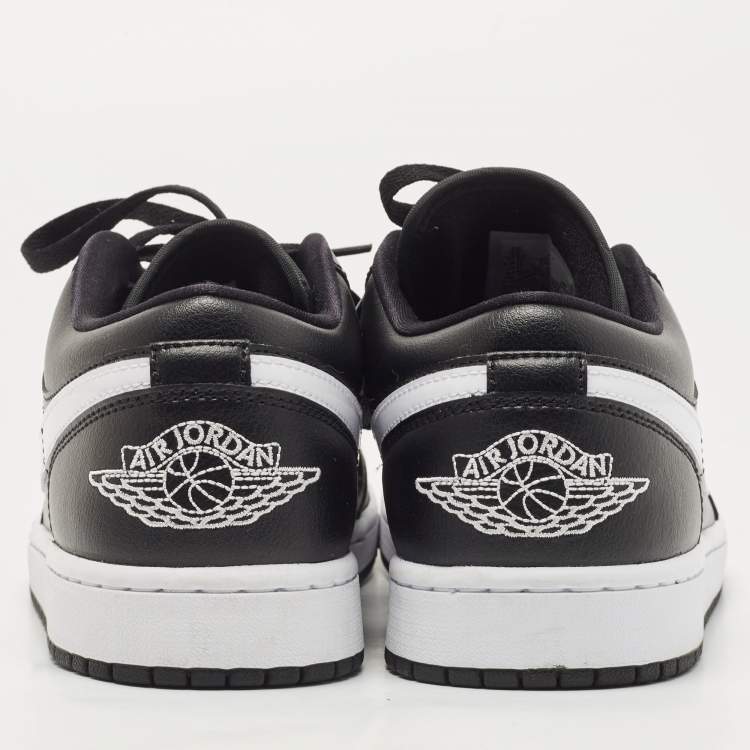Pre Owned Air Jordans Black Leather Air Jordan 1 Low Top Sneakers Size 43