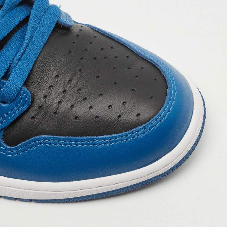 Pre Owned Air Jordan Blue/Black Leather Jordan 1 Retro High OG Sneakers Size 42.5