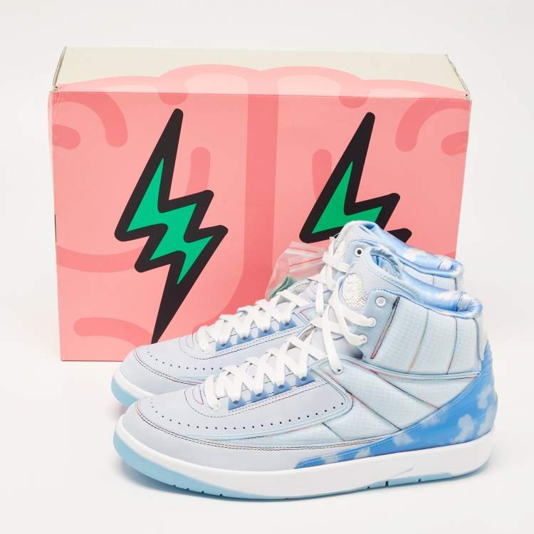 مملوكة مسبقًا Air jordan Blue/White Nylon and PVC Jordan Retro J Balvin  High Top Sneakers Size 44.5