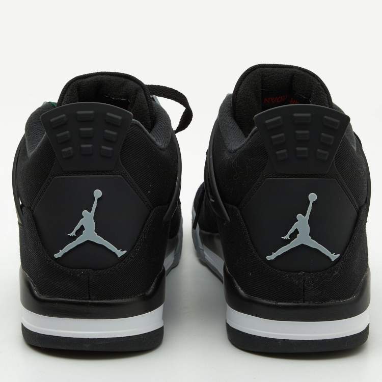 Pre Owned Air Jordans Black Canvas and Suede Jordan 4 Retro Sneakers Size 50.5