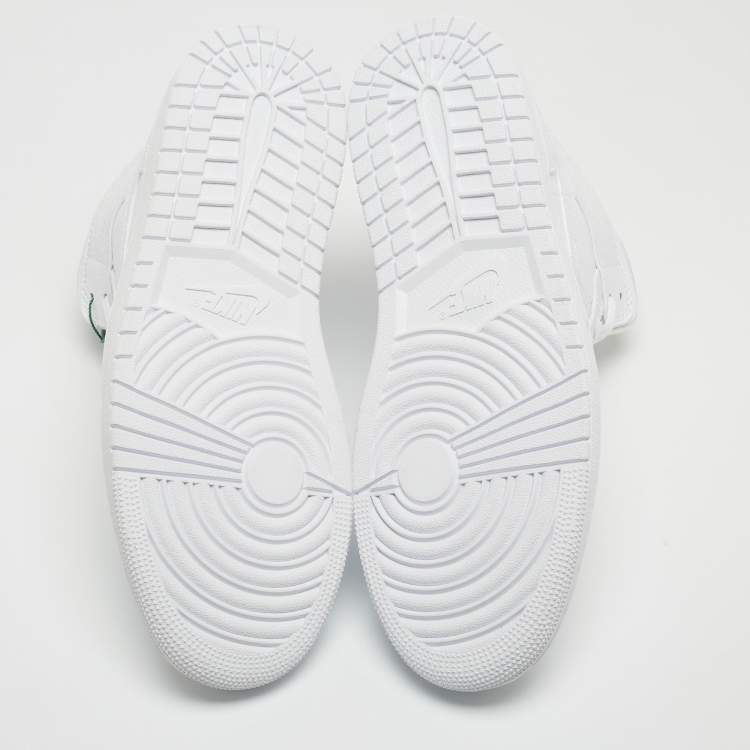 Pre Owned Air Jordans White Leather Air Jordan 1 Mid High Top Sneakers Size 42.5 