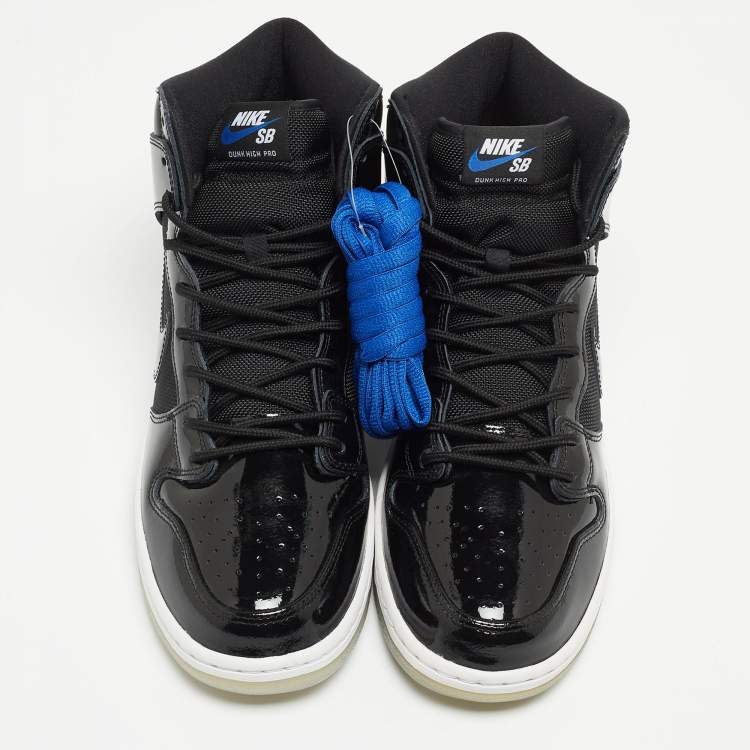 Pre Owned Nike Black Mesh and Patent Leather Dunk High Pro Sneakers Size 44