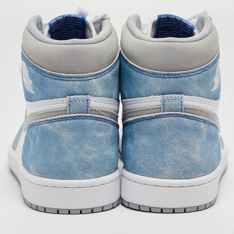 Pre Owned Air Jordan Multicolor Leather Jordan 1 Retro High Hyper Royal Smoke Grey Sneakers Size 41