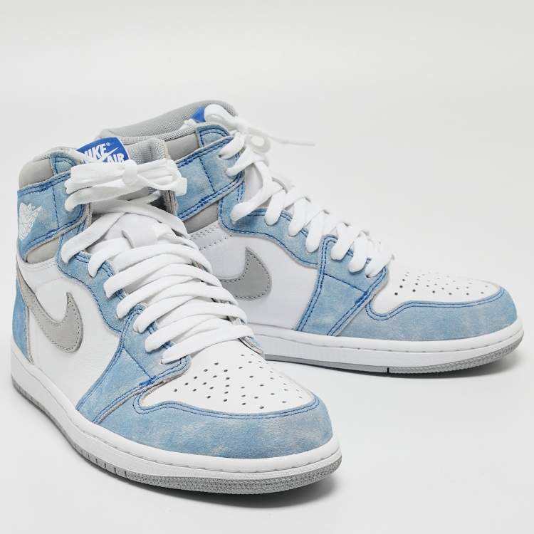Pre Owned Air Jordan Multicolor Leather Jordan 1 Retro High Hyper Royal Smoke Grey Sneakers Size 41
