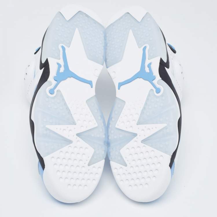 Pre Owned Air Jordans White/Blue leather Jordan-6-Retro Sneakers Size 42.5