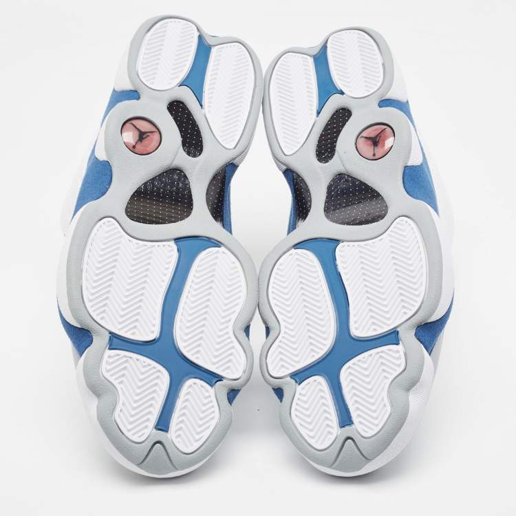 مملوكة مسبقًا Air Jordans Multicolor Leather Jordan 13 Retro French Blue Sneakers Size 47.5